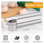 Aesco Paslanmaz Çelik Sarımsak Presi – Sarımsak Kesici, Sarımsak Ezici, Sağlam Paslanmaz Çelik Saplı, Pratik Bir Mutfak Yardımcısı ve Mutfak Aleti, 15,8 x 5 cm - Kestane Akaju - Option-1