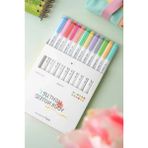Aesco Pastel Renk 12 Renk Çift Uçlu Fosforlu Kalem Seti, Highlighter ve Fineliner - 41 Delft Blue