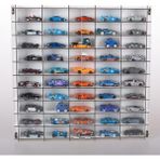 Aesco Pleksi Kapaklı 1/64 Ölçek 50ARAÇ Hotwheels Matchbox Metal Araç Uyumlu Model Oyuncak Araba Rafı-Beyaz - 41 Delft Blue
