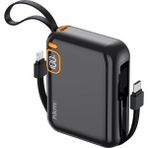 Aesco Power Duo 10.000 Mah 20W, Pd 20W Hızlı Şarj Destekli, Type-C ve Lightning Kablolu Powerbank, Siyah