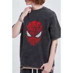 Aesthia MİNGALONDON Yıkamalı Spider-Man Head Baskılı Oversize Eskitme T-shirt