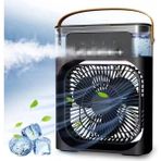 Aet Masaüstü Taşınabilir Buzlu Vantilatör Su Soğutmalı LED Işıklı Soğutucu Fan Aır Cooler Fan - Siyah