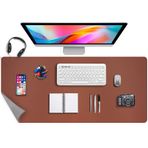 AexZzen Deri Mouse Pad, Kaymaz Masa Pedi, Pürüzsüz Yüzeyli, Yumuşak, Büyük Fare Altlığı Koruyucu, Dizüstü Bilgisayar Masası, Ofis ve Ev Organizasyon Aksesuarları için Su Geçirmez (Kahverengi 80 cm x