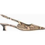 Aeyde Catrina, Yılan Desenli Deri Slingback Topuklu Ayakkabı - Bej