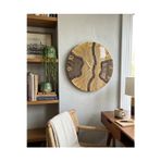Af Epoxyart Duvar Saati - 40Cm - Modern Dekoratif Duvar Saati - Epoksi Duvar Saati - Kahve+Krem Karışımı
