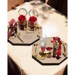 Affinity Sekizgen Gold Söz Nişan Tepsisi ve Damat Kahve Fincan Tepsisi Kırmızı
