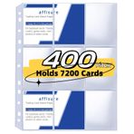 Affisure 400 Paket 9 Cepli Ticaret Kartı Sayfaları, 3600 Cepler Çift Taraflı Ticaret Kartı Sayfaları Kollu, Pokemon Kartları, Spor Kartları, Kuponlar, Oyun Kartları için 3 Halka Bağlayıcı için Ticaret Kartı