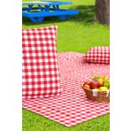 AfgTech Piknik Seti 170x170cm Piti Kareli Piknik Örtüsü, 40x40cm 2 Adet Minder Kırmızı