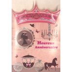 AFIE Happy Birthday Kartı Prenses Kız Taç Pembe Kabartma Arabası Gümüş Parlak Külkedisi At Kelebekler Kuş Sinek Kuşu Portre Ayna Avize Beyaz Zarflı 12 x 17,5 cm