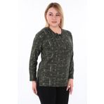 AfifeCOLLECTİON Büyük Beden Anne Bluz Simli Viskon Pamuklu Kumaş