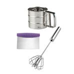 afifehome Un Eleği + Çelik Yumurta Çırpıcı Mikser Karıştırıcı + Hamur Kesici Spatula