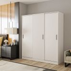 Afilli 3 Kapılı Sürgülü Gardrop Modern Tasarım Beyaz MDF Malzemeden Aynasız