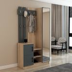 Afilli Nova Modern Tasarımlı Kapaklı Aynalı Portmanto 180 cm Yükseklik 100 cm Genişlik Antrasit MDF