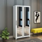 Afilli Olivia Beyaz MDF Sürgülü Çift Aynalı Portmanto 90 cm Genişlik 178 cm Yükseklik Klasik Tasarım - 010 - Beyaz