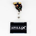 Afillix Concept Ahşap Astronot Pizza Tasarım Şeffaf Yaka Kartı Yoyo & Klipsi