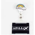 Afillix Concept Ahşap Be Happy Tasarım Şeffaf Yaka Kartı Yoyo & Klipsi