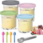 AFINSEA Ninja için Kremalı Pint ve Kapaklar, 4'lü Kremalı Dondurma Kapları Bardaklar Kavanozlar Küvet Bidonları Seti, NC299AMZ ve NC300s Serisi Kremalı Dondurma Makinesi ile Uyumlu Smoothie Pot