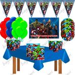 Afişli Lüx Marvel Avengers Yenilmezler Doğum Günü Parti Süsleri Süsleme Seti 16 Kişilik