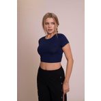 AFLOOW Delicate Kadın Lacivert Basic Crop Body-Şık ve Rahat Kısa Kollu Body