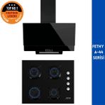Afm Tech Fethy- A-44 2'li Siyah Cam Ocak + Davlumbazlı Ankastre Set (FM3250 + FM2200)
