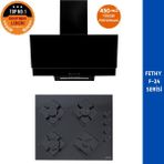 Afm Tech Fethy- F-24 2'li Siyah Cam Ocak + Davlumbazlı Ankastre Set (FM3250 + FM-BD2200)