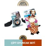 AFP Meta Ball Peluş Penguen Köpek Oyuncağı 20x14x1,5 cm & Ultrasonik Zürafa Peluş Köpek Oyuncağı 23,5x17x8,5 cm - 2'li Köpek Oyuncağı Seti - 001-Renkli