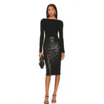 AFR CLOTHES Işıltılı Payet Kumaş Midi Boy Yüksek Bel Astarlı Siyah Davet Eteği