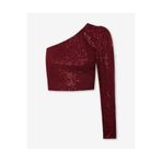 AFR CLOTHES KADIN PAYET KUMAŞ, BALON TEK KOL ASİMETRİK YAKA BLUZ