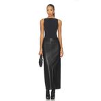 AFR CLOTHES KADIN SİYAH MAXİ SUNİ DERİ ETEK