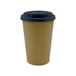 Afra Tedarik 16 Oz Siyah Kapaklı Karton Bardak Latte Bardak 480 ml 100'lü