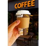Afra Tedarik 300 ml Beyaz Kapaklı Tutamaçlı Karton Bardak 12 oz Latte Kahve Kağıt Kaliteli Bardak Sleeve 100'lü