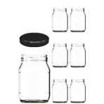 Afracam 10-1000 ml Farklı Boyutlarda Kavanoz (10-1000 Arası) cc Konserve Metal Kapaklı Cam Kavanoz 6 Adet (Şeffaf, 190cc)