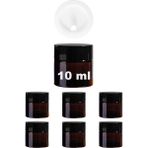 Afracam 10 ml Cam Kavanoz Amber 10 cc Mini Krem Kavanozu Siyah Kapaklı Kahverengi Lip Balm Seyahat Kabı 6 Adet - 11 ml