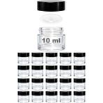 Afracam 10 ml Cam Kavanoz Şeffaf 10 cc Mini Krem Kavanozu Siyah Kapaklı Kişisel Bakım Seyahat Seti Lip Balm 20 Adet - 11 ml