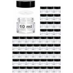 Afracam 10 ml Cam Kavanoz Şeffaf 10 cc Mini Krem Kavanozu Siyah Kapaklı Kişisel Bakım Seyahat Seti Lip Balm 48 Adet - 11 ml