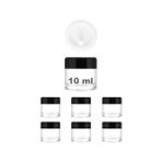 Afracam 10 ml Cam Kavanoz Şeffaf 10 cc Mini Krem Kavanozu Siyah Kapaklı Kişisel Bakım Seyahat Seti Lip Balm 6 Adet - 11 ml