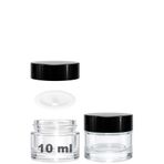 Afracam 10 ml Cam Kavanoz Şeffaf 10 cc Mini Krem Kavanozu Siyah Kapaklı Lip Balm 2 Adet