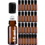 Afracam 10 Ml Çelik Roll On Şişesi 10 Cc Sızdırmaz Siyah Kapaklı Amber Cam Şişe 25 Adet - Kahverengi