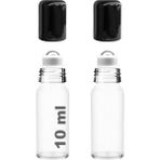Afracam 10 Ml Çelik Roll On Şişesi 10 Cc Sızdırmaz Siyah Kapaklı Şeffaf Cam Şişe 2 Adet