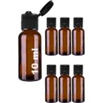 Afracam 10 Ml Fliptop Kapaklı Sos Şişesi 10 Cc Kolonya Koku Hediyelik Cam Şişe 6 Adet - Amber