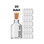 Afracam 100 cc Şeffaf Penisilin Mantar Tıpalı 100 ml Düğün, Kına, Nişan, Kolonya Şişesi Cam Şişe 20 Adet