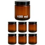 Afracam 100 ml Cam Kavanoz Amber 100 cc Kozmetik Krem Kavanozu Siyah Kapaklı 6 Adet