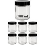 Afracam 100 ml Cam Kavanoz Şeffaf 100 cc Krem Kavanozu Siyah Kapaklı Kozmetik Kavanoz 6 Adet
