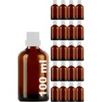 Afracam 100 ml Plastik Kilitli Beyaz Kapaklı Amber Hediyelik Şişesi 100 cc Kolonya Koku Süs Kahverengi Cam Şişe 20 Adet