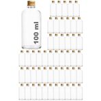 Afracam 100 ml Şeffaf Metal Gold Kapak Hediyelik Şişesi 100 Cc Kolonya Koku Süs Beyaz Cam Şişe 50 Adet