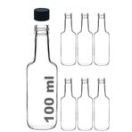 Afracam 100 ml Şeffaf Standart Sosluk 100 cc Sızdırmaz Kapaklı Cam Şişe (6)