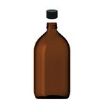 Afracam 1000 ml Amber Ecza Siyah Kapaklı Boş Cam Şişe Ecza Şişesi (1)