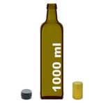 Afracam 1000 ml Yeşil Maraska Kilitli Kapaklı Ve Kapüşonlu Köşeli 1000 Cc Boş Cam Şişe 1 Adet