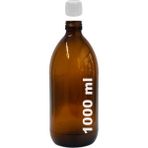 Afracam 1000 ml Yuvarlak Ecza Şurup Şişesi Kilitli Beyaz Kapaklı 1000 cc Amber Kahverengi Cam Şişe 1 Adet