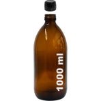Afracam 1000 ml Yuvarlak Ecza Şurup Şişesi Kilitli Siyah Kapaklı 1000 cc Amber Kahverengi Cam Şişe 1 Adet